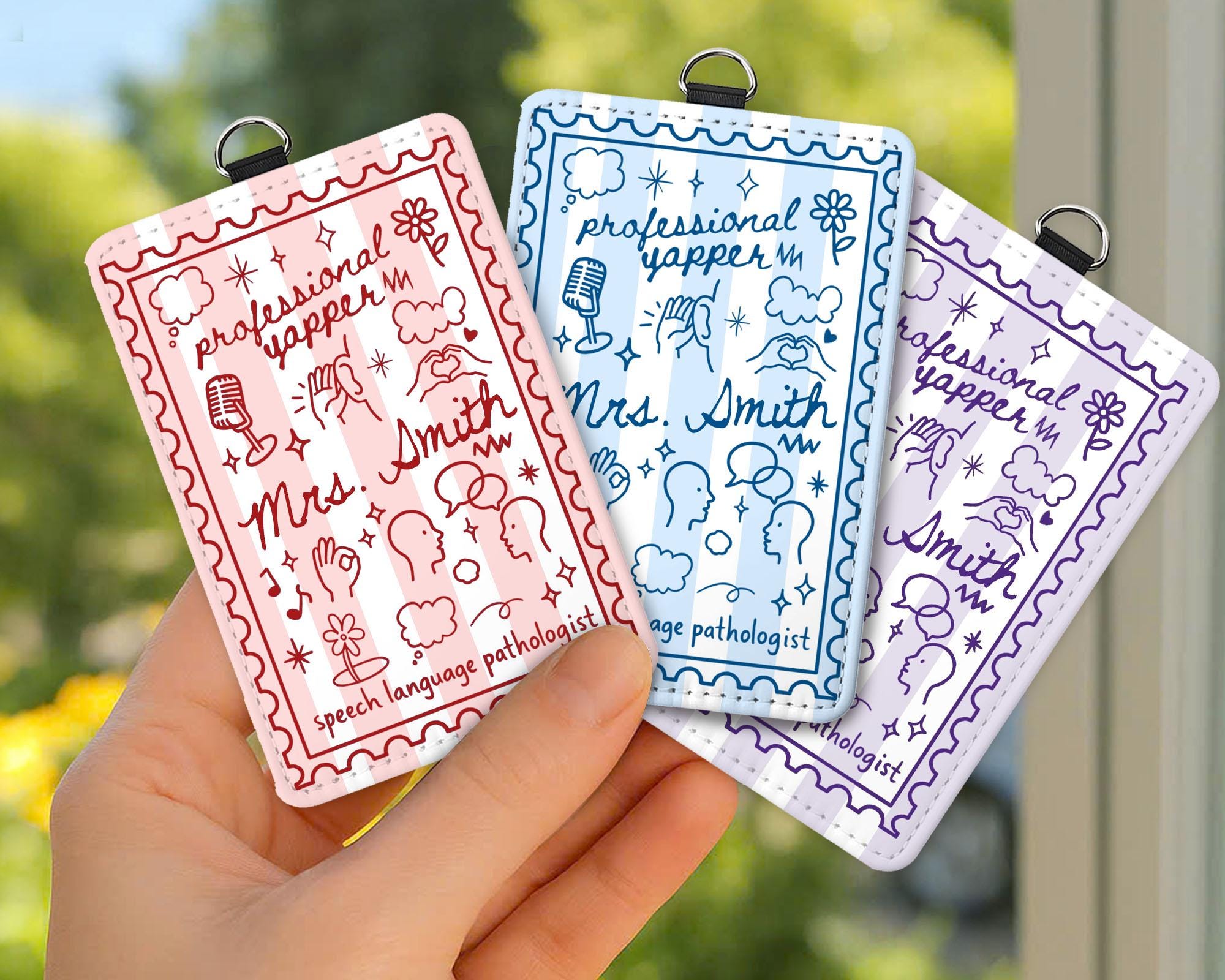 Custom Teacher ID Badge Holder, Teacher Gifts, Back To School Gift, Speech Therapy Gift, SLP, Lanyard Accessories, Teacher Appreciation Gift