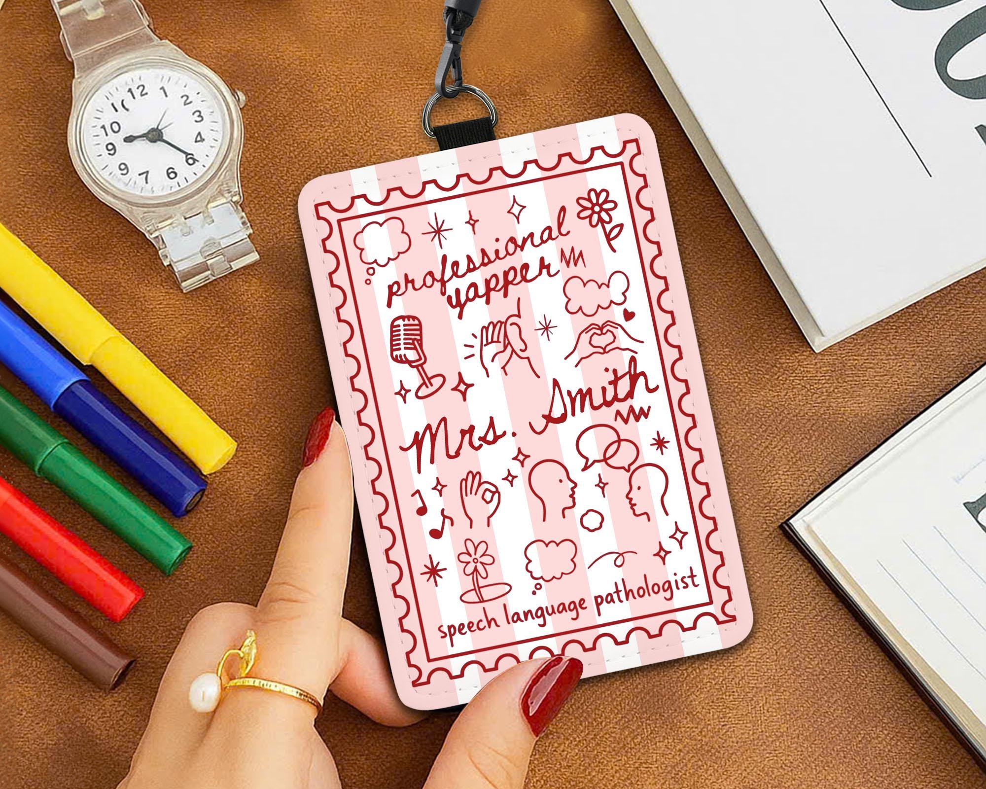 Custom Teacher ID Badge Holder, Teacher Gifts, Back To School Gift, Speech Therapy Gift, SLP, Lanyard Accessories, Teacher Appreciation Gift