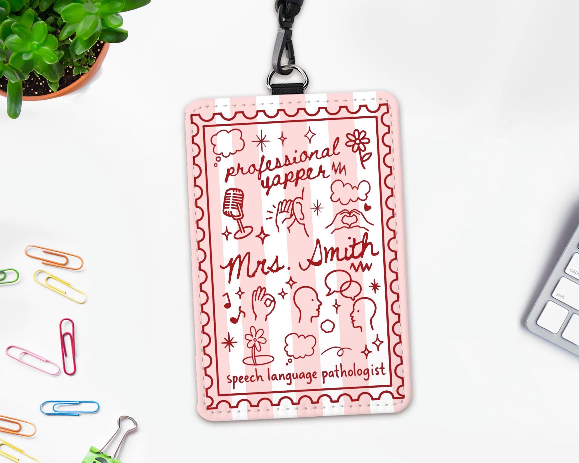 Custom Teacher ID Badge Holder, Teacher Gifts, Back To School Gift, Speech Therapy Gift, SLP, Lanyard Accessories, Teacher Appreciation Gift