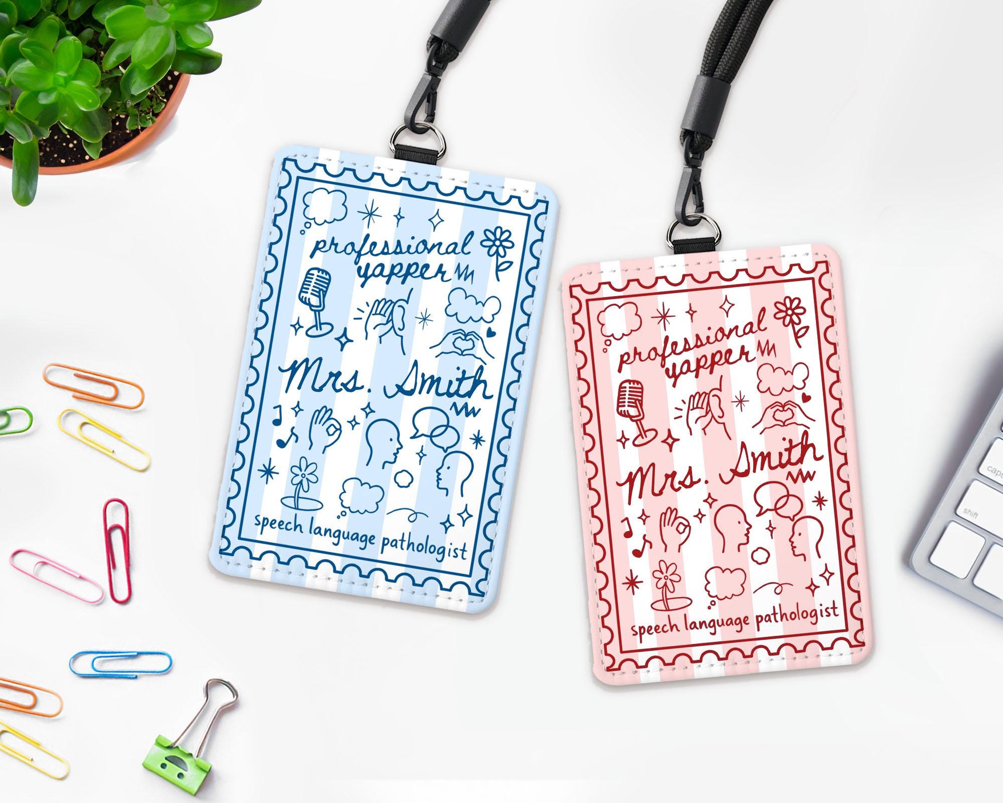 Custom Teacher ID Badge Holder, Teacher Gifts, Back To School Gift, Speech Therapy Gift, SLP, Lanyard Accessories, Teacher Appreciation Gift