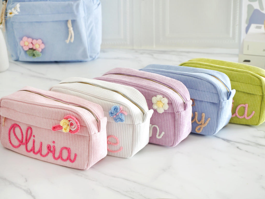 Personalized Pencil Case, Back To School Gift, Custom Name Corduroy Pencil Case For Kids, Girls Pencil Pouch, Girls /Boys Birthday Gift