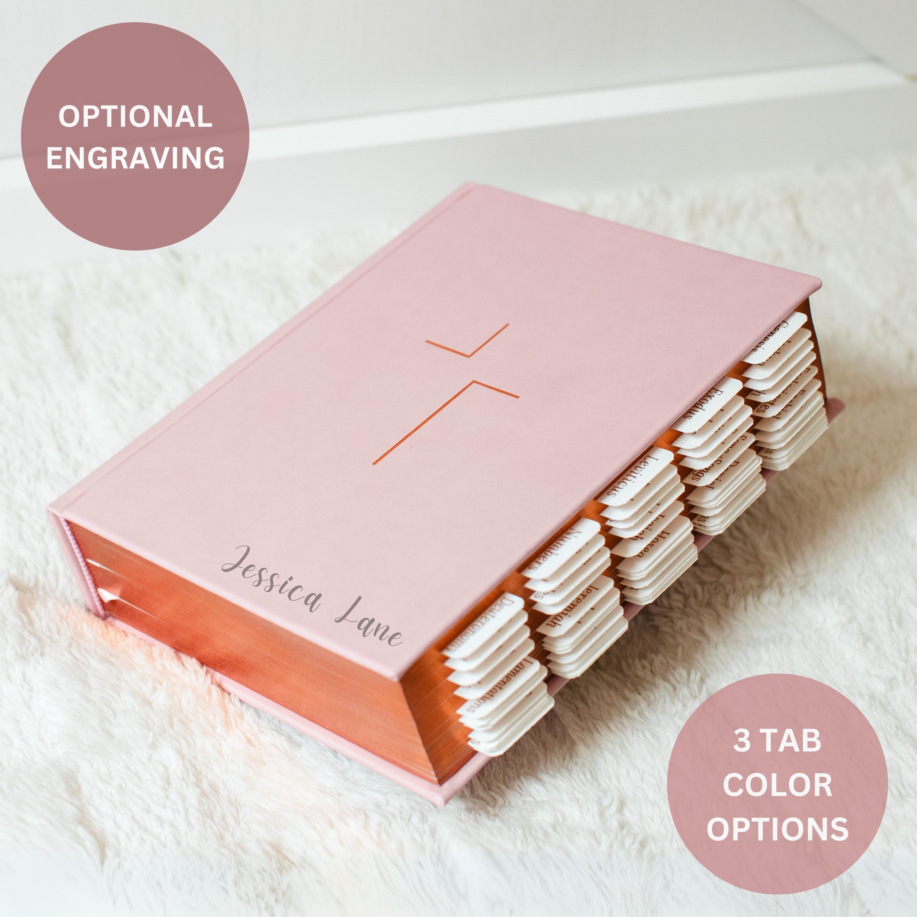 Custom Name Pink Bible NIV Tabbed Journaling Bible Gift For Her Christian Women Bible Study Gift Personalized Tabbed Bible with Tabs Custom