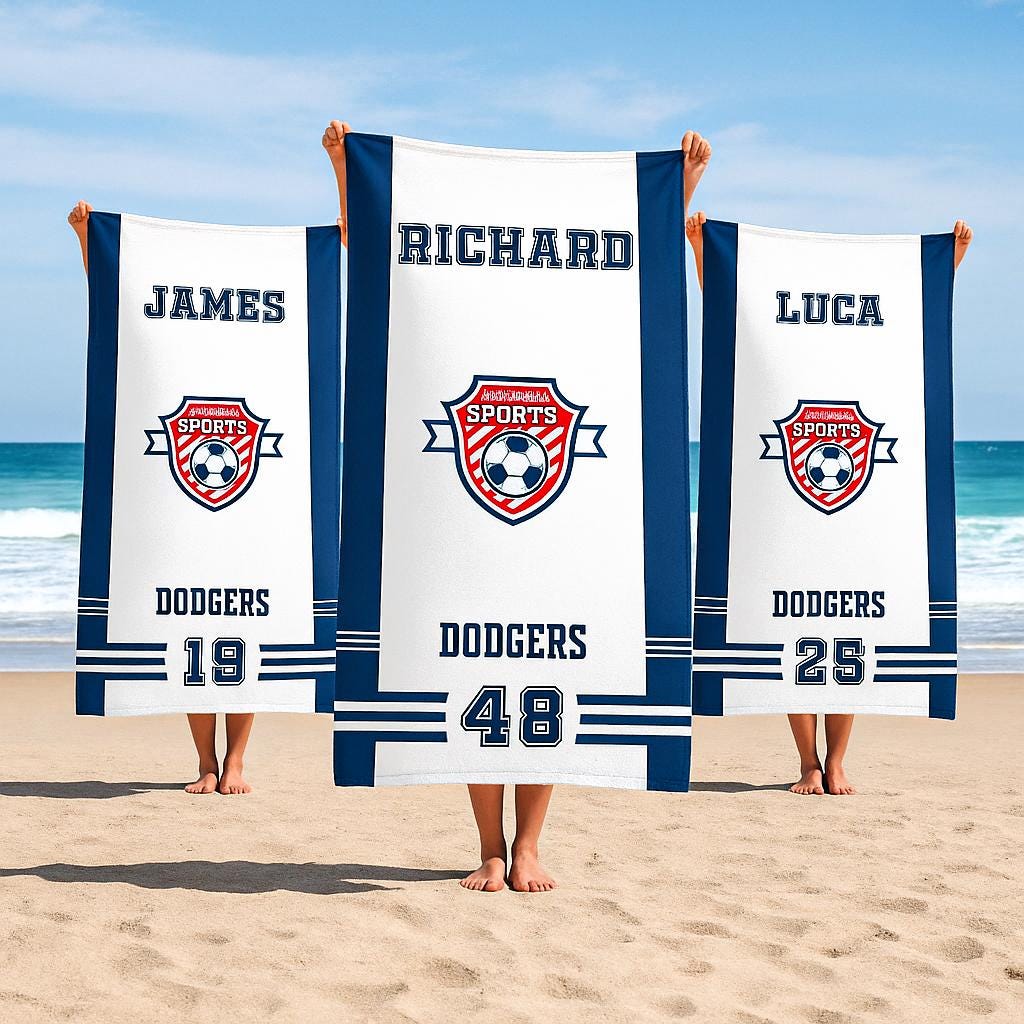 Personalized Baseball Beach Towel – Custom Softball Towel with Team Logo, Sports Towel for School Teams or Cooperstown Gifts,Bulk Order