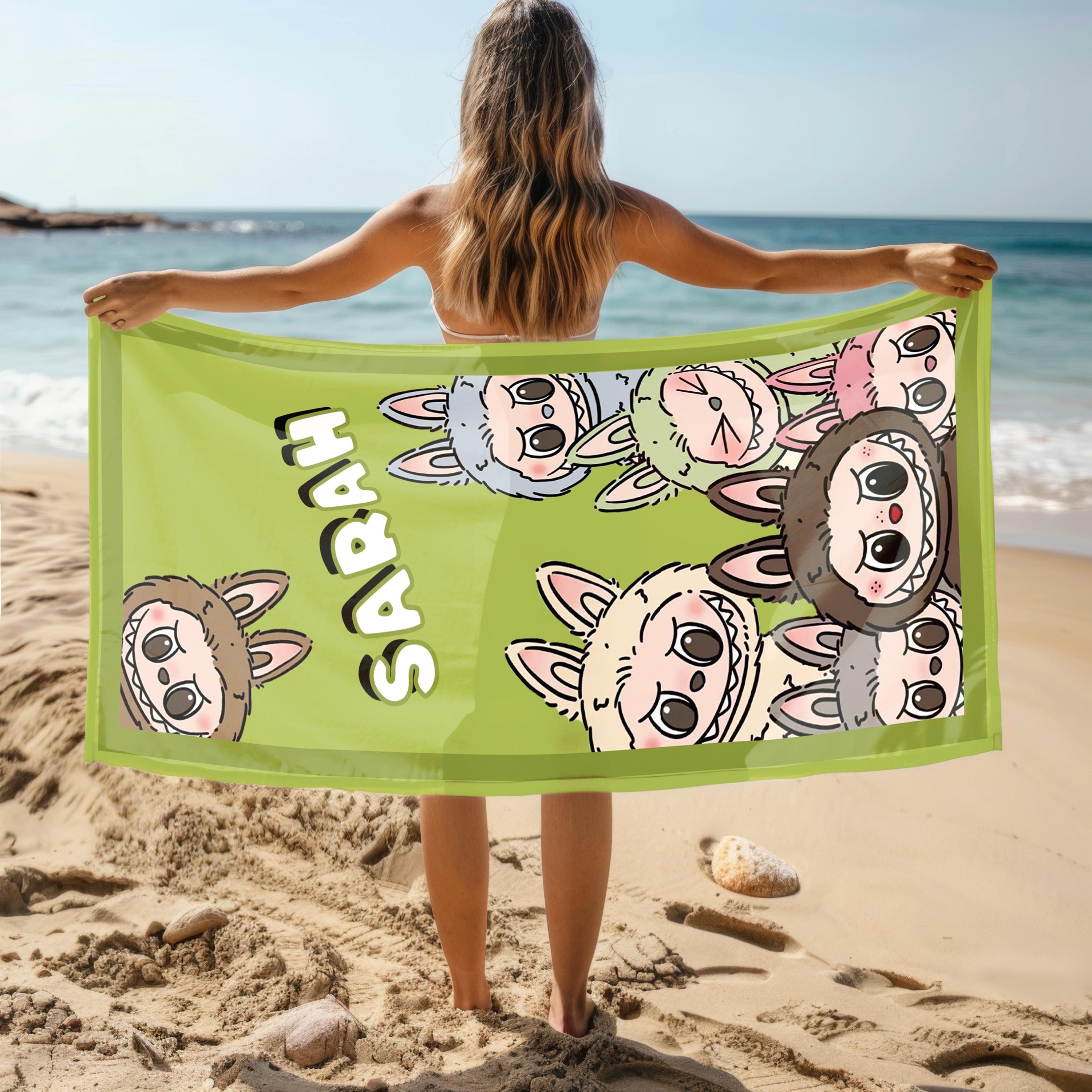 Personalized Towel, Cartoon Characters, Custom Name Towel, Birthday Gift for Kids, Pool Towel, Bath Towel, Personalized Gifts