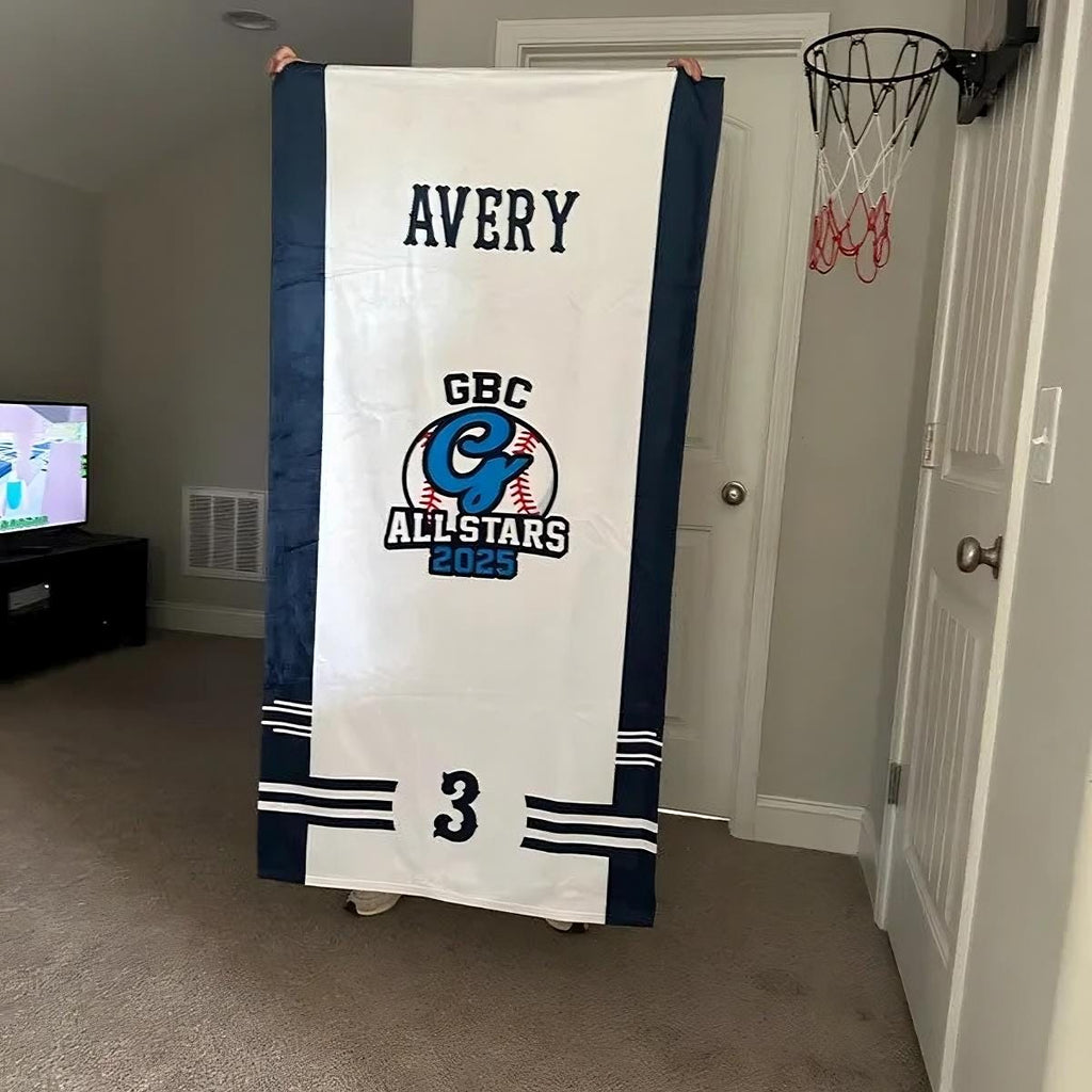 Personalized Baseball Beach Towel – Custom Softball Towel with Team Logo, Sports Towel for School Teams or Cooperstown Gifts,Bulk Order