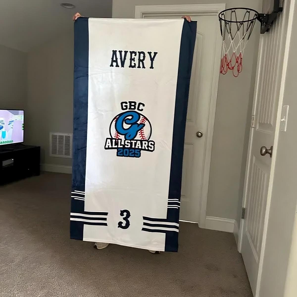 Personalized Baseball Beach Towel – Custom Softball Towel with Team Logo, Sports Towel for School Teams or Cooperstown Gifts,Bulk Order