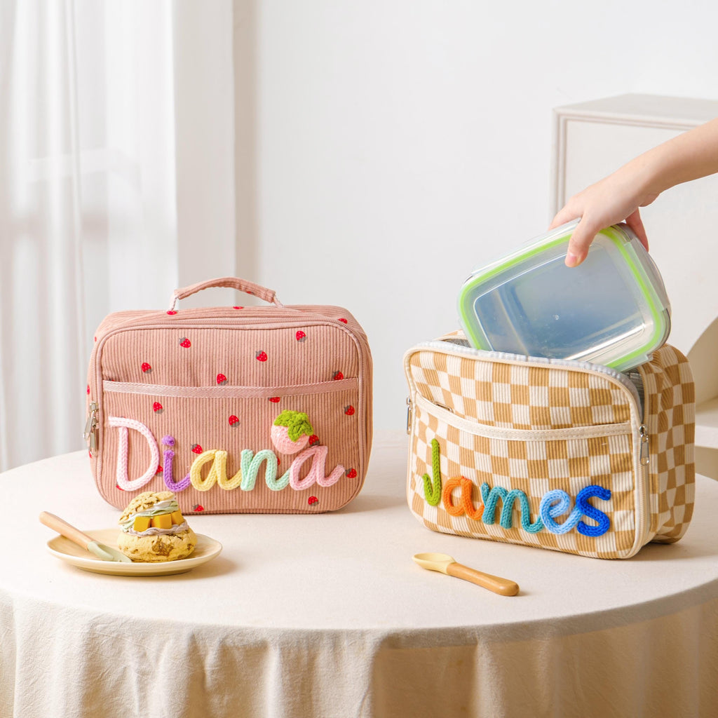 Personalized Kids Backpack & Lunch Bag, First Day of School Gift, Bag With Name, Toddler Backpack, Corduroy Bag, Birthday Gift, Daycare Bag