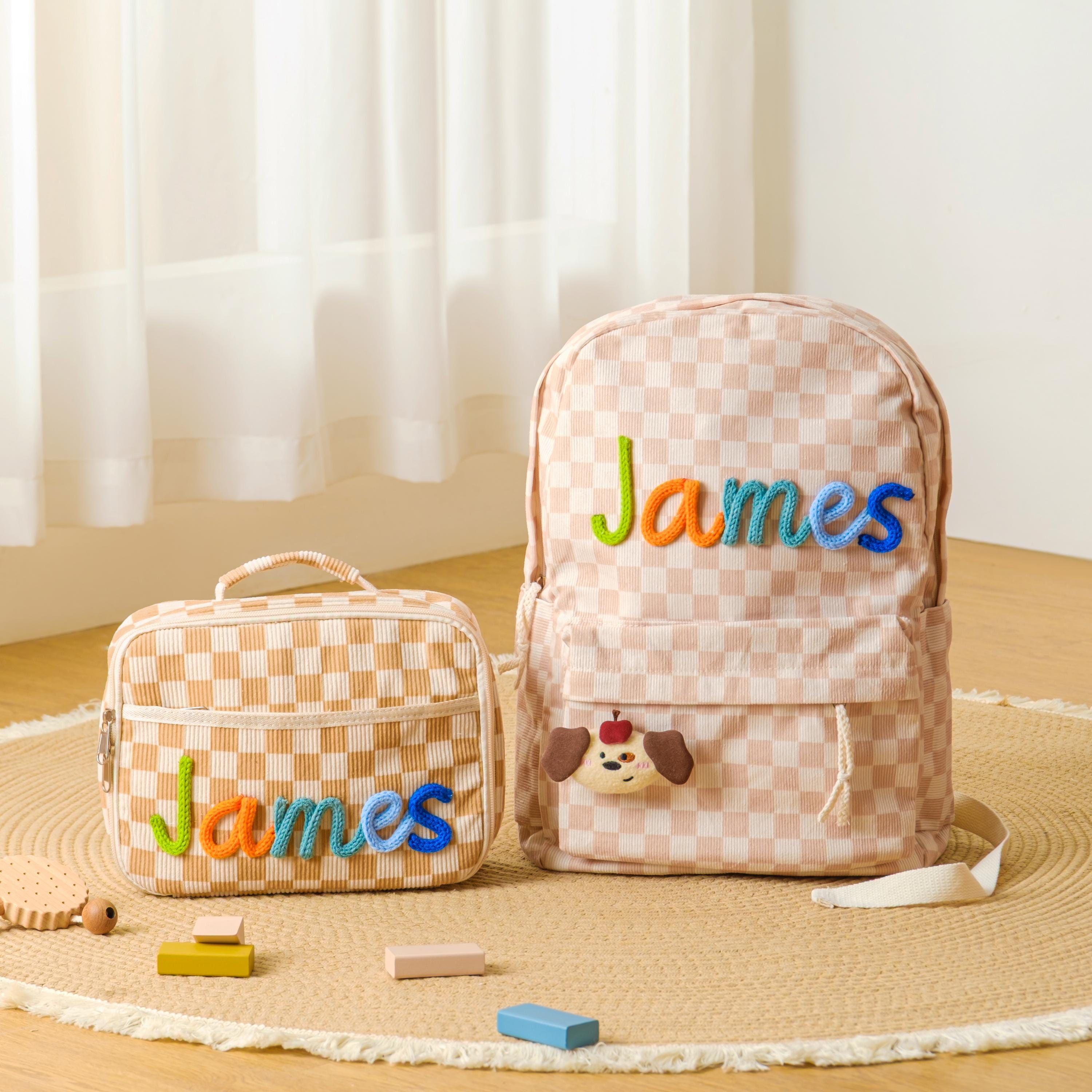 Personalized Kids Backpack & Lunch Bag, First Day of School Gift, Bag With Name, Toddler Backpack, Corduroy Bag, Birthday Gift, Daycare Bag