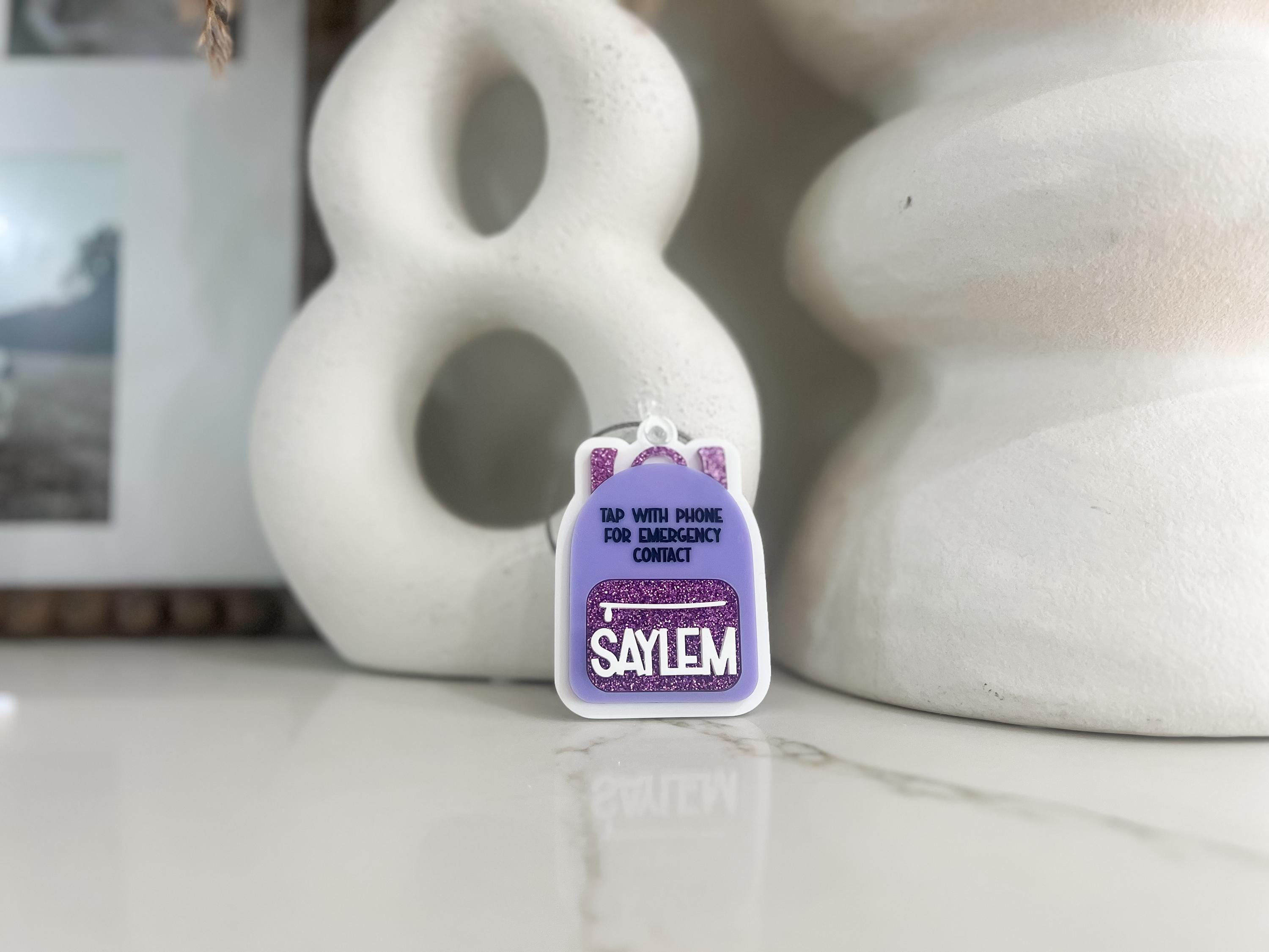 Emergency contact backpack tag, bag tag, book bag tag, scan tag, NFC tag, safety, school name tag, bag tag with name, customizable, personal