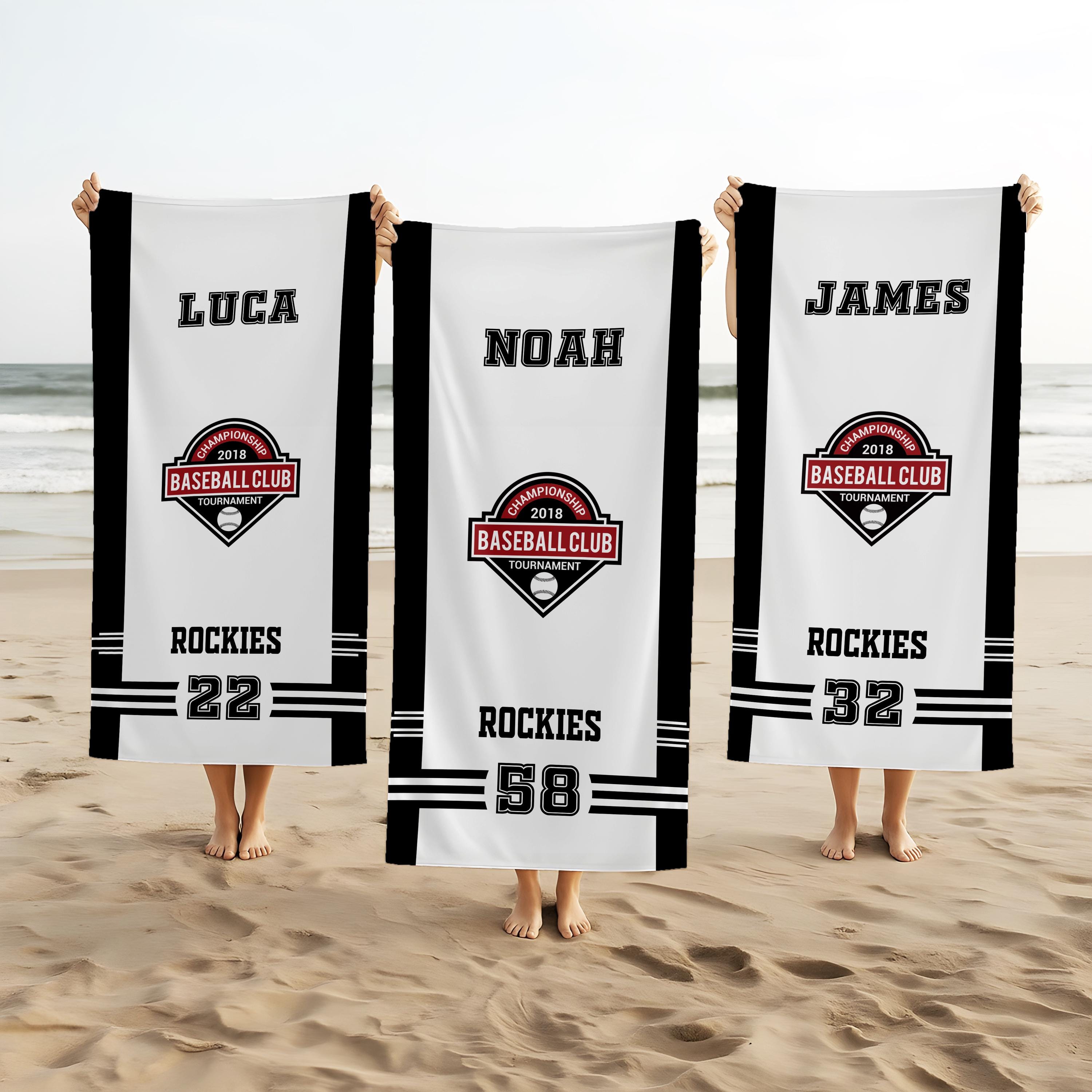 Personalized Baseball Beach Towel – Custom Softball Towel with Team Logo, Sports Towel for School Teams or Cooperstown Gifts,Bulk Order
