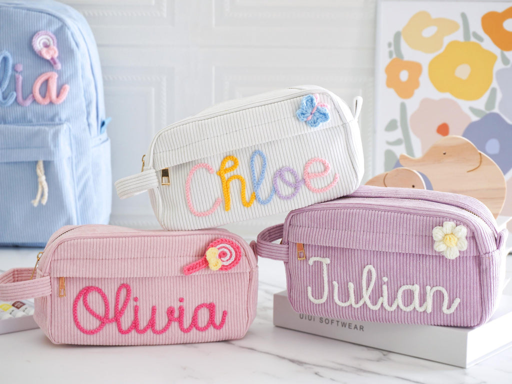 Personalized Pencil Case, Back To School Gift, Custom Name Corduroy Pencil Case For Kids, Girls Pencil Pouch, Girls /Boys Birthday Gift