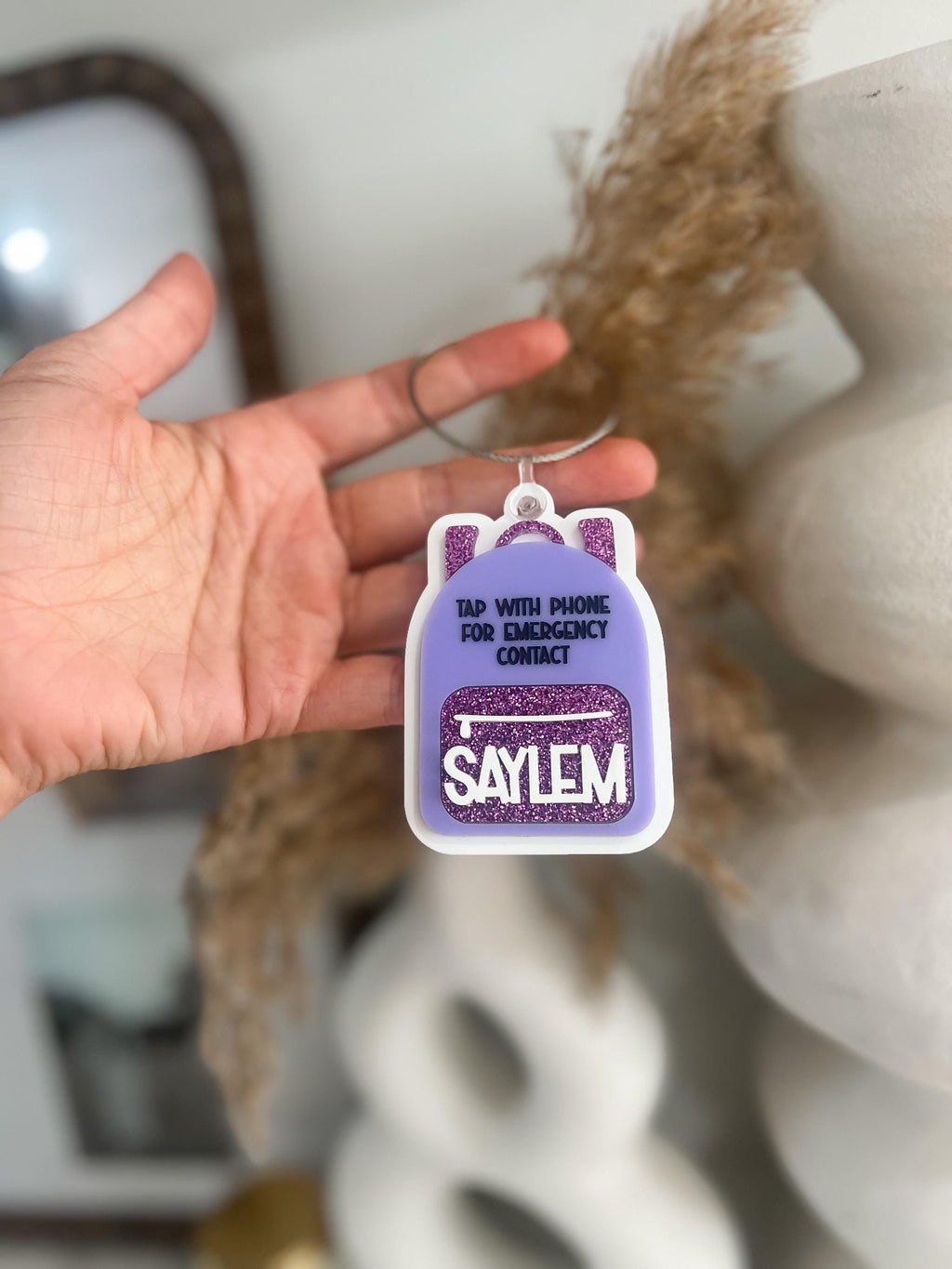 Emergency contact backpack tag, bag tag, book bag tag, scan tag, NFC tag, safety, school name tag, bag tag with name, customizable, personal